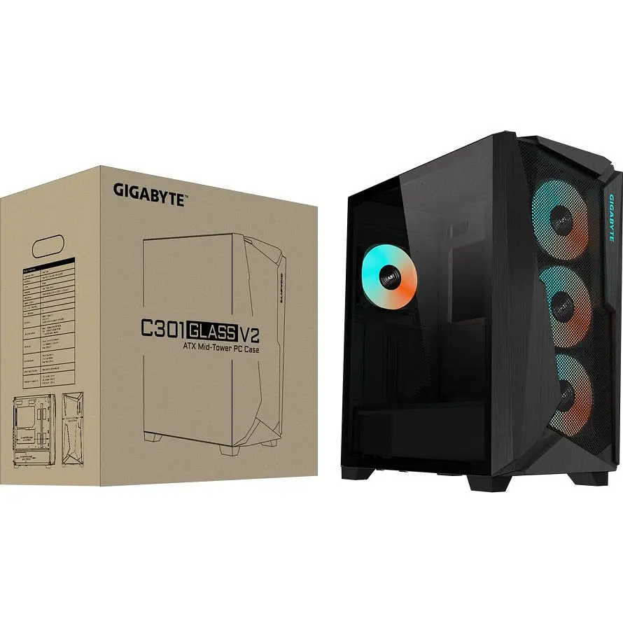 Корпус Gigabyte C301 Glass V2 Black (GB-C301G TYPE-C V2) [173397] - фото 8
