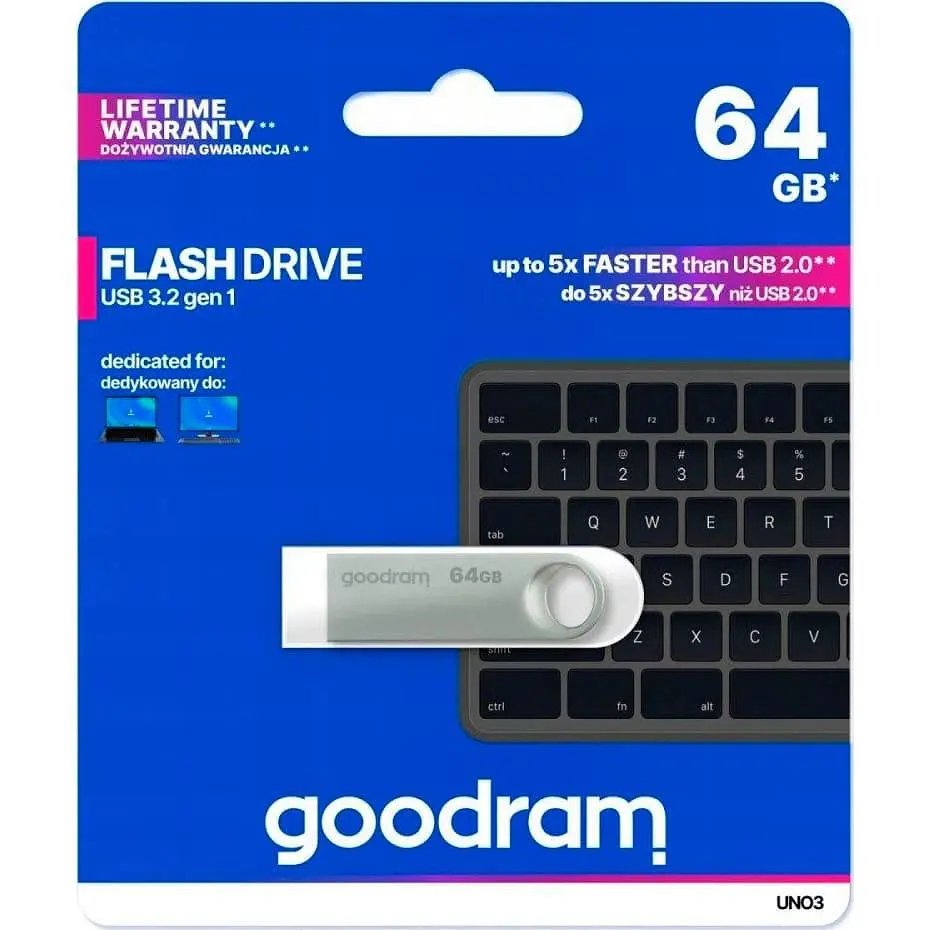 Флеш пам'ять 64GB UNO3 SILVER Metal 60R/20W USB 3. 2 Gen 1 UNO3-0640S0R11 - фото 2