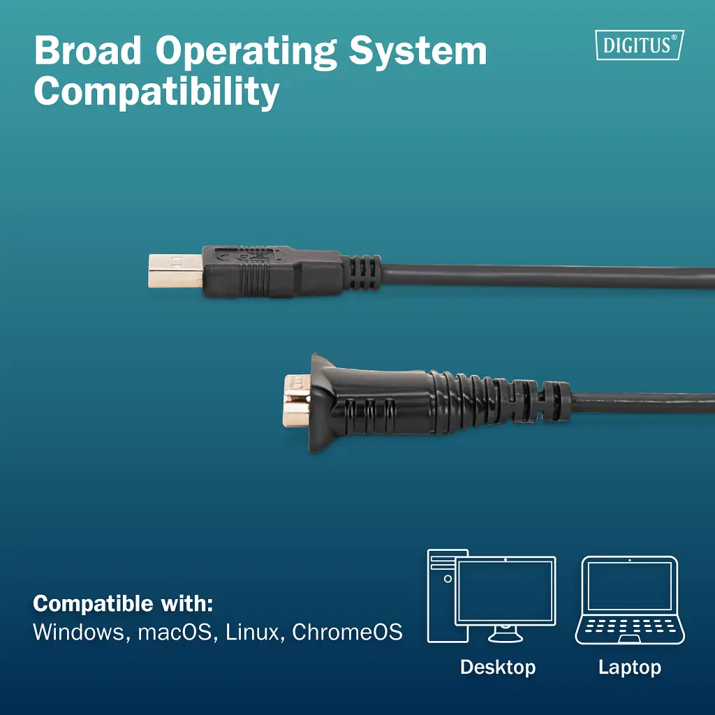 Кабель для передачі даних USB 2.0 AM to COM 1.8m DB9 RS232 FT232RNL black Digitus (DA-70172) - фото 6