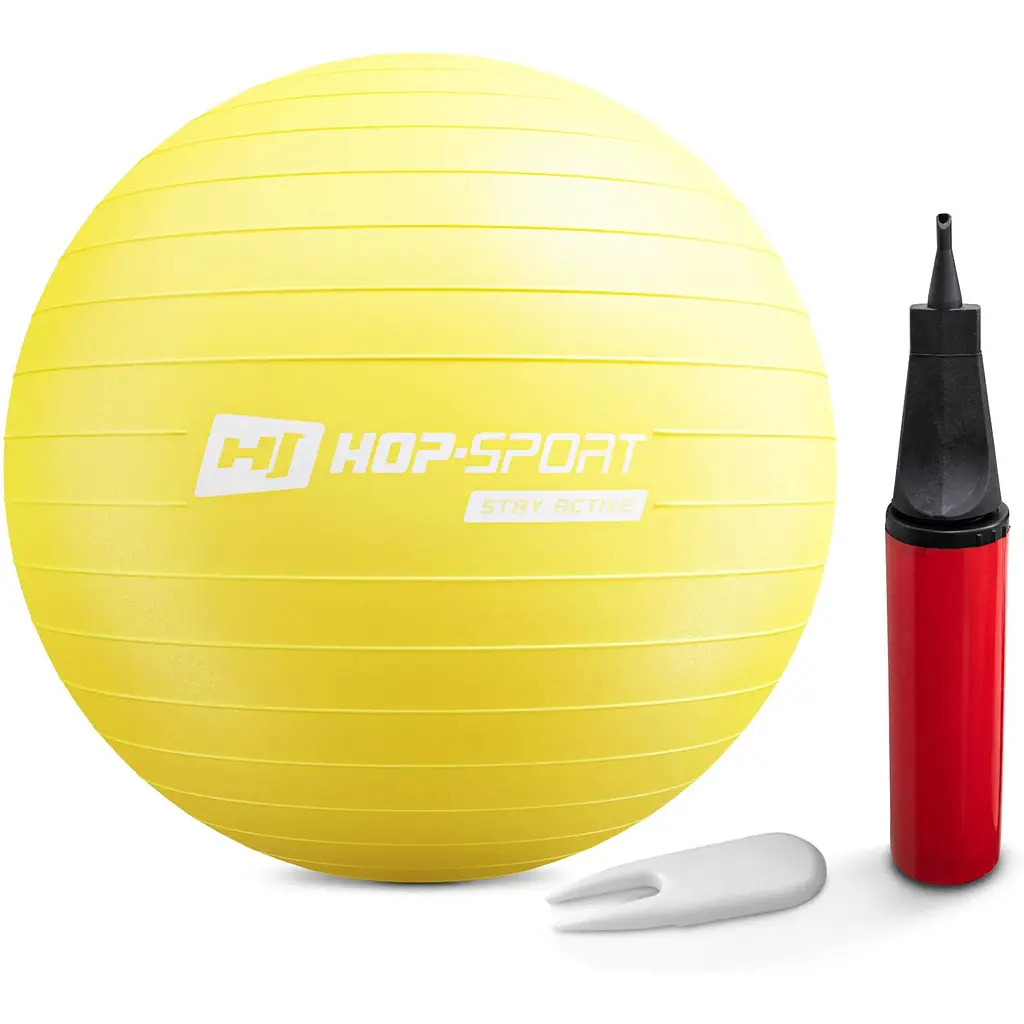 Фітбол Hop-Sport 55см жовтий + насос 2020 - фото 2