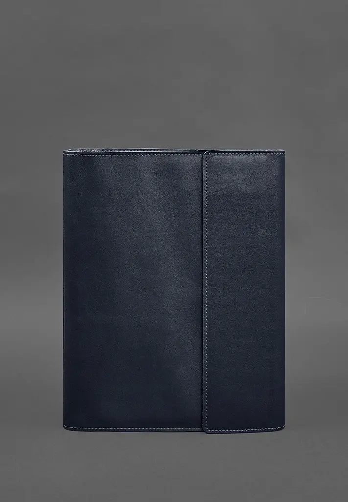 Кожаная папка для документов "Семейная" А4 на сегрегаторе с файлами темно-синяя - фото 2