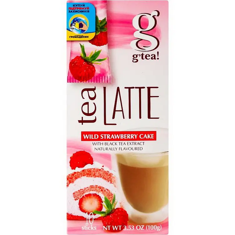 Напиток G'tea! Tea Latte Wild Strawberry Cake на основе экстракта черного чая 10 г (924964) - фото 2