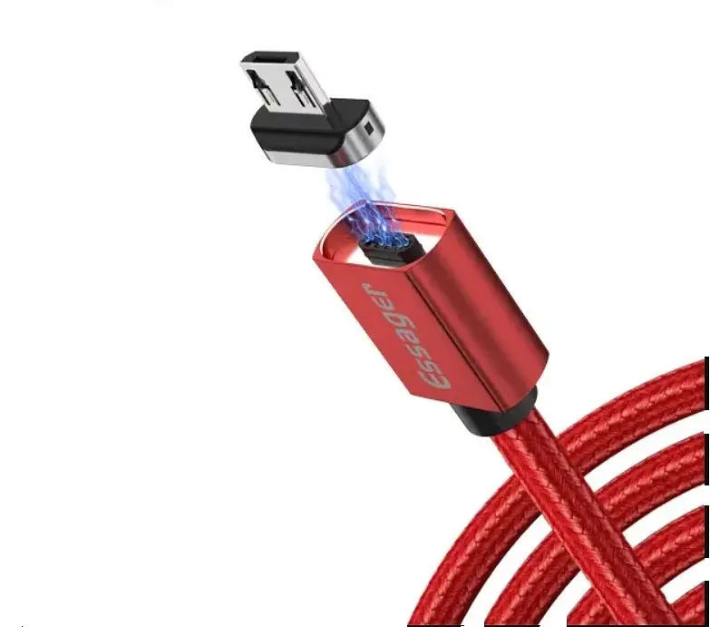 Магнітний кабель червоний ESSAGER для micro USB 1метр