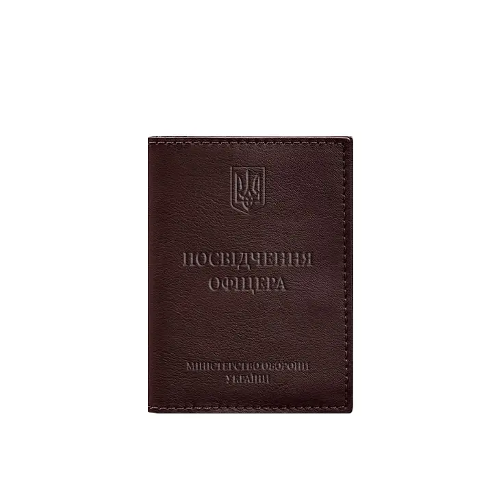 Шкіряна обкладинка для посвідчення офіцера 9.0 бордова - фото 7
