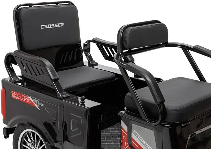 Электроскутер Трехколесный Crosser TR-5 Tranzit (1200W, 72V,24Ah) Черный - фото 4