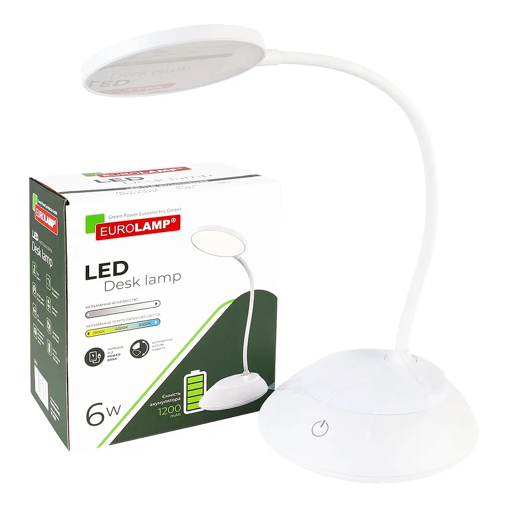 Настольная лампа Eurolamp LED SMART с аккумулятором, 6W, 2800-6500K dimmable, USB Type-C, белый (LED-TLB-6W(white)USB) - фото 6