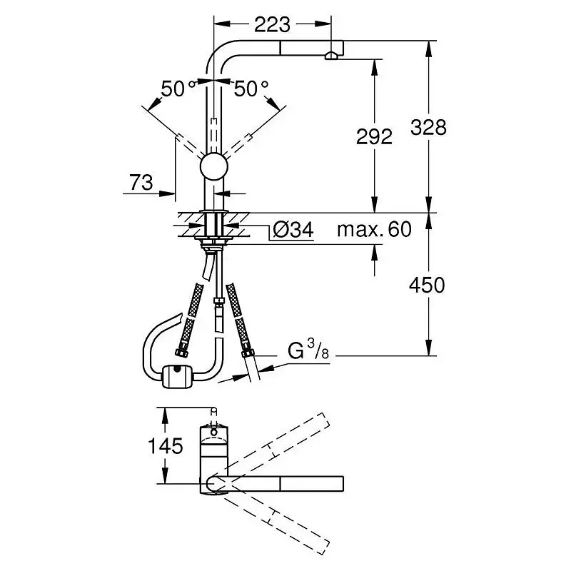 Змішувач для мийки Grohe Minta з висувною лійкою Хром 30412 - фото 2