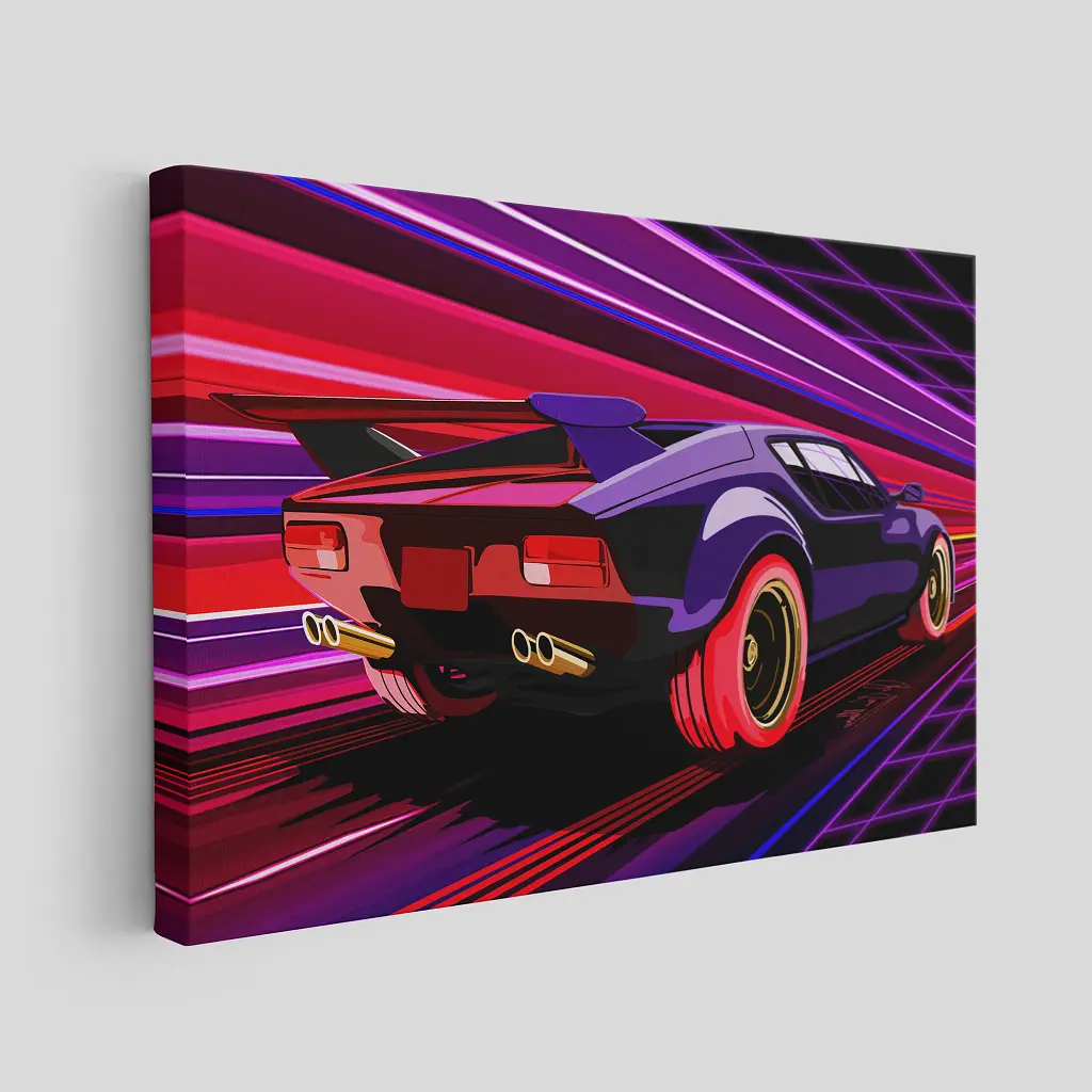 Інтер'єрна картина Ретровейв авто, retrowave, synthwave, поп-арт, кіберпанк, інтер'єрний плакат, 60×96 см (id1368) - фото 2