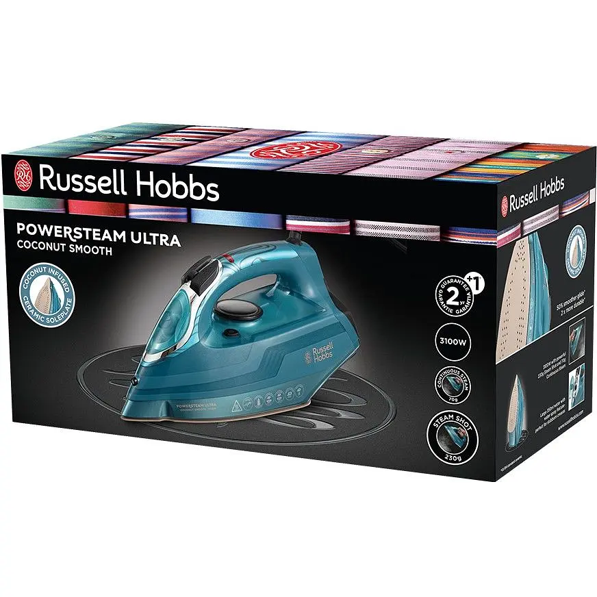 Утюг Russell Hobbs Powersteam Ultra Coconut Smooth 3100 Вт голубая (26340-56) - фото 2