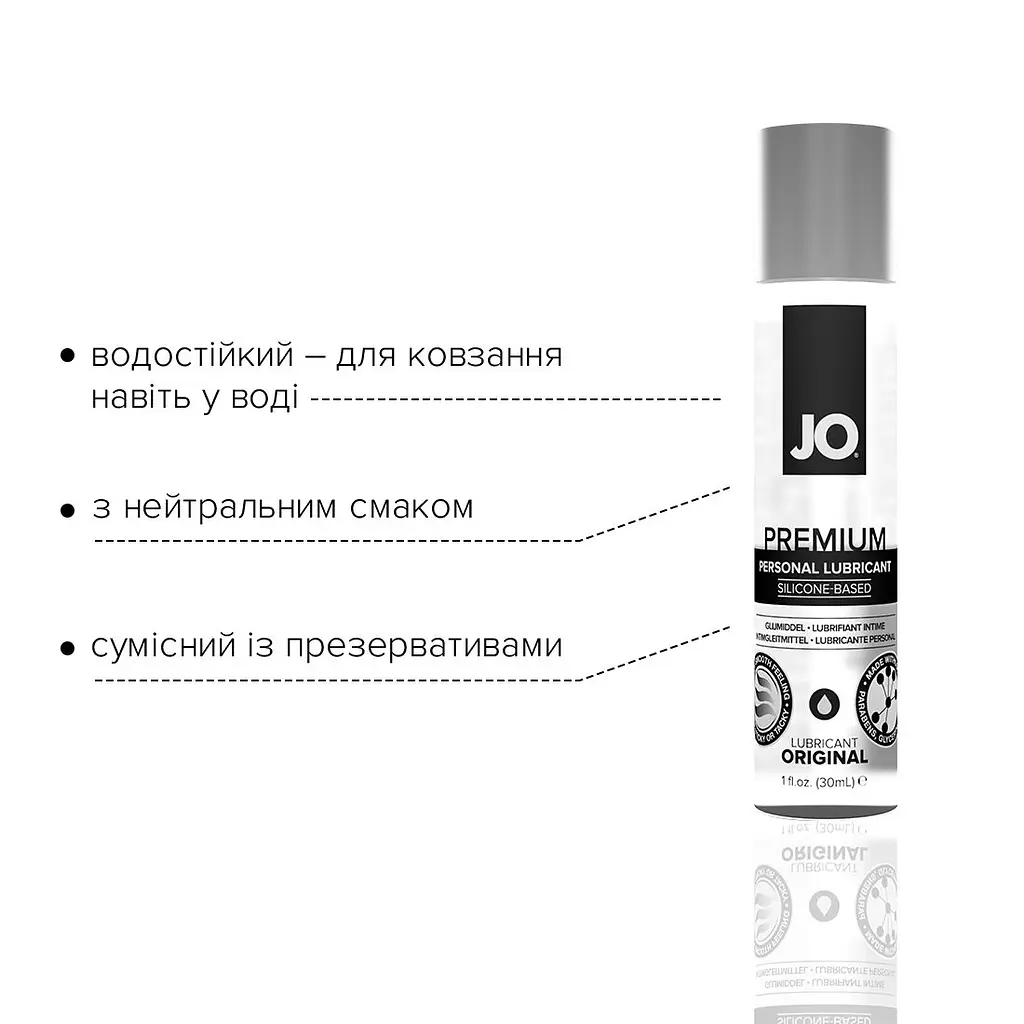 Лубрикант на силіконовій основі JO PREMIUM — ORIGINAL (30 мл) без консервантів - фото 3