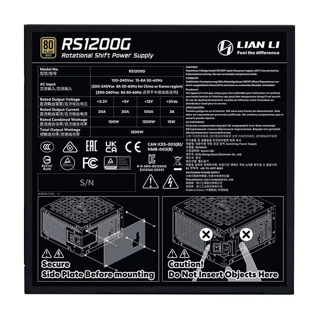 Блок живлення Lian Li 1200W RS Gold (G9P.RS1200G.BH00.EU) - фото 8
