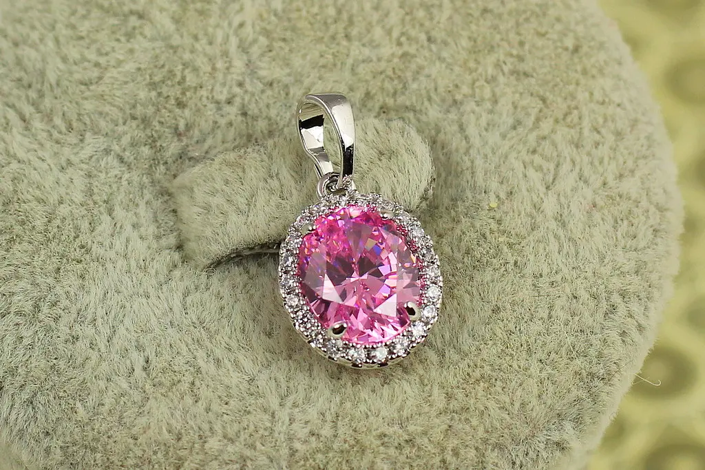 Набір Xuping Jewelry Малинки з рожевим каменем сріблястий - фото 3