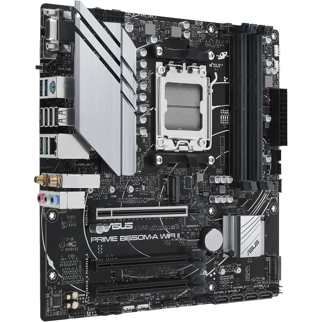 Материнская плата Asus Prime B650M-A WIFI II sAM5 B650 4xDDR5 M.2 D-Sub HDMI DP WiFi BT mATX - фото 3