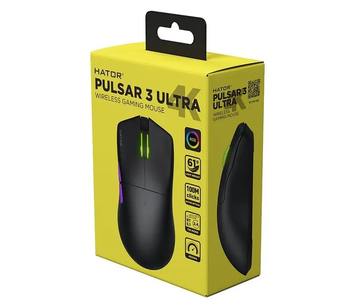 Мышь беспроводная Hator Pulsar 3 Ultra 4K Wireless (HTM680) черная - фото 4