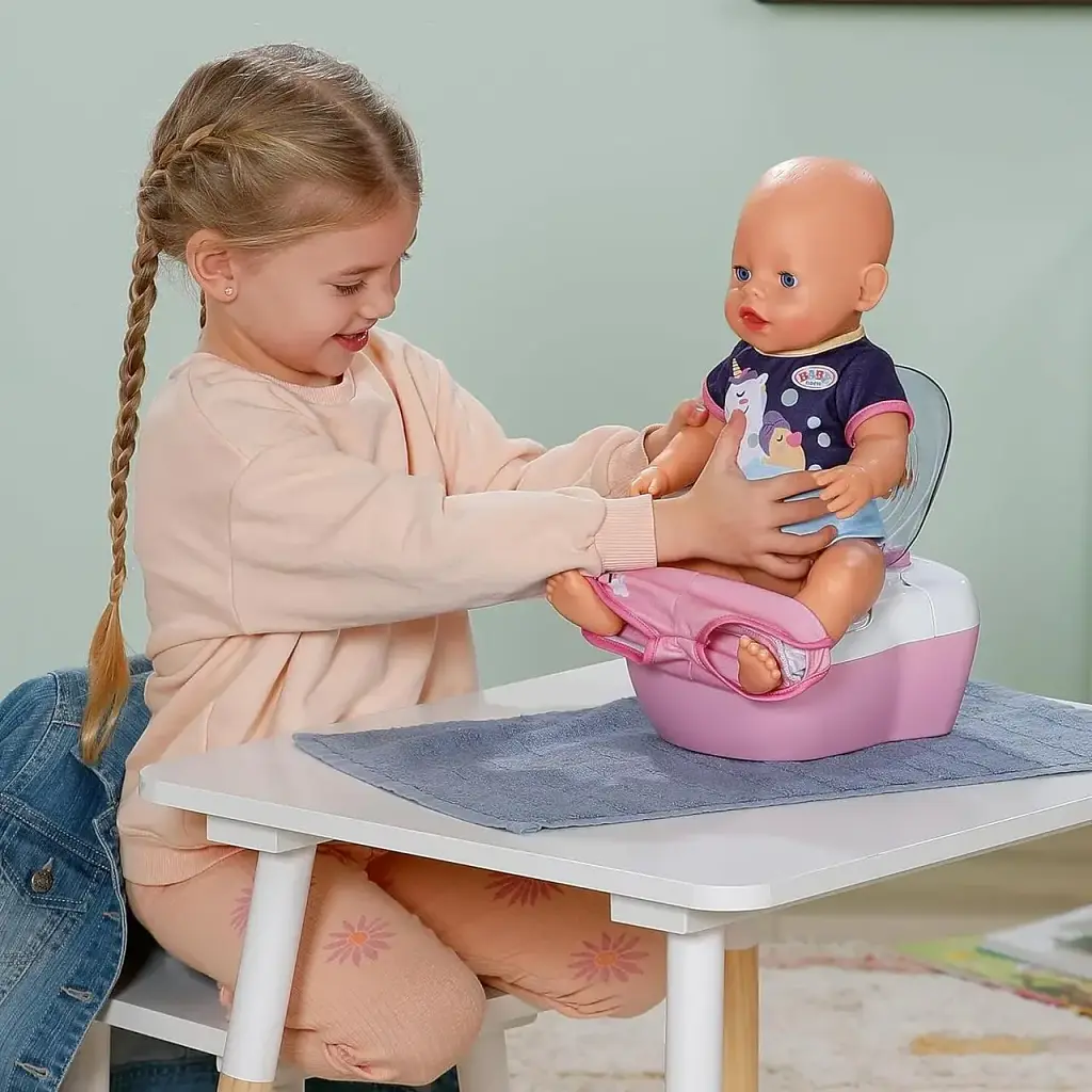 Інтерактивний туалет для ляльок BABY born 36–43 см зі звуком та аксесуарами, рожевий (SKU-182) - фото 8