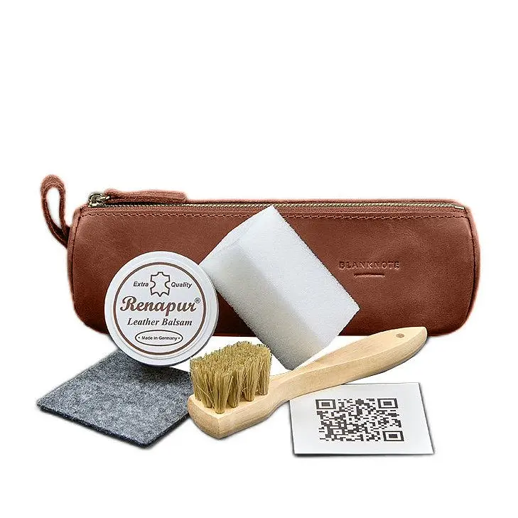 Набір для догляду за шкіряними виробами у шкіряному чохлі світло-коричневий - фото 5