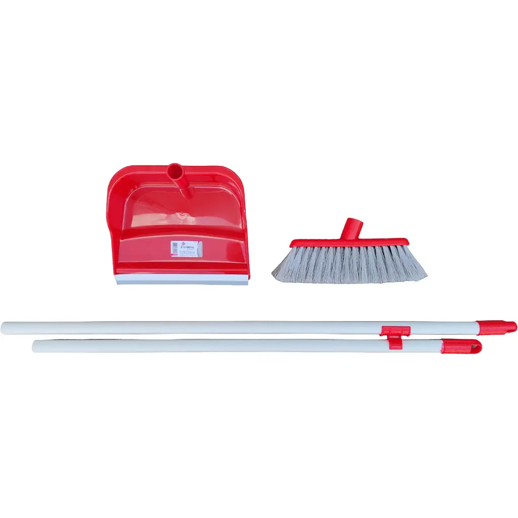 Совок для уборки Zambak Plastik и щетка с длинными ручками красный (ZP-139r) - фото 3