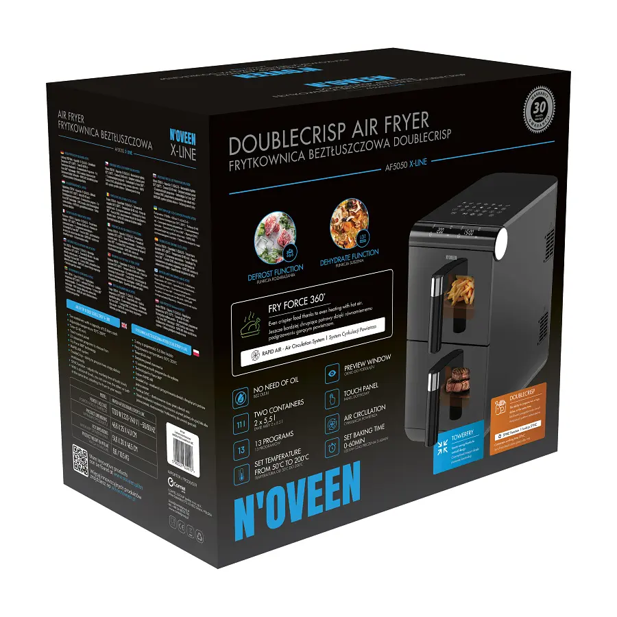 Аерофритюрниця Noveen AF5050 DoubleCrisp X-LINE двокамерна 11 л - фото 8