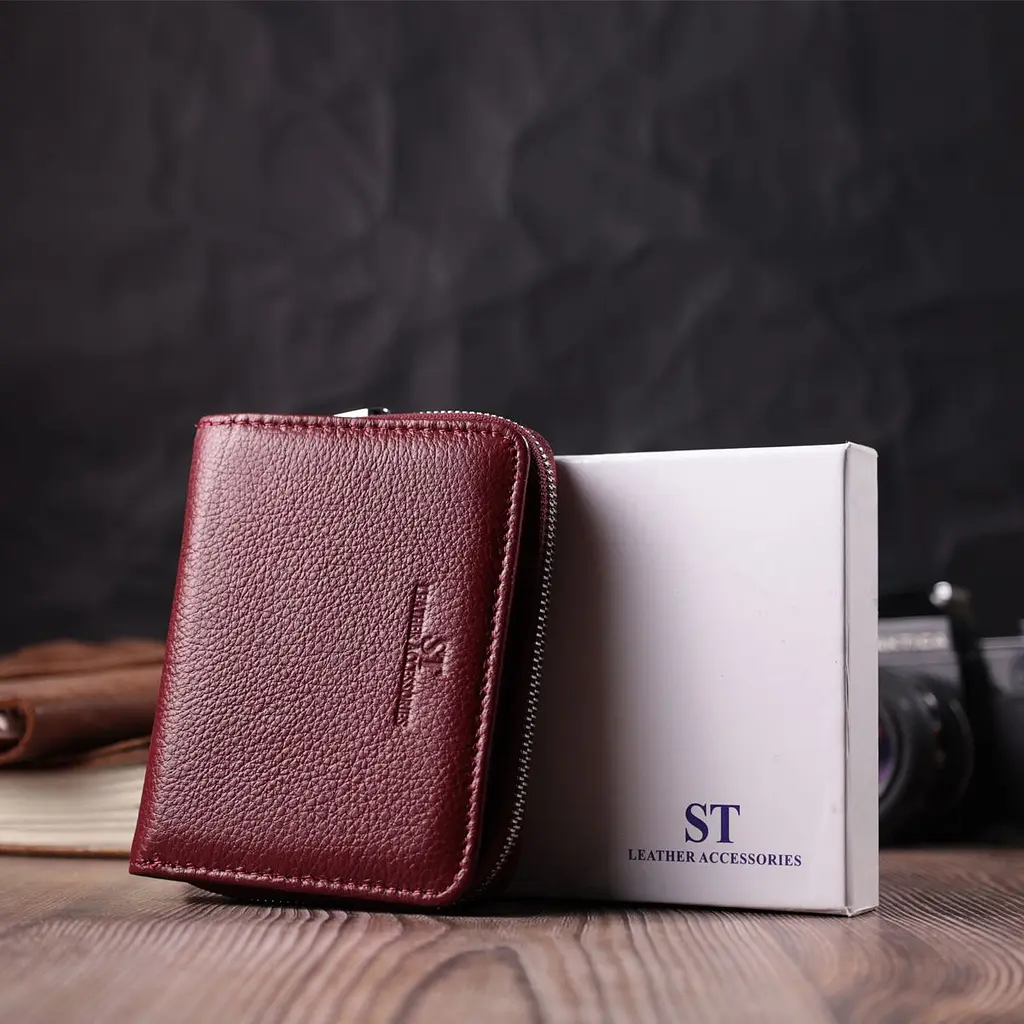 Жіночий гаманець середнього розміру з натуральної шкіри ST Leather 22551 бордовий - фото 9