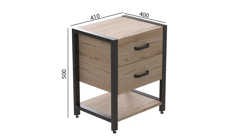 Тумба універсальна Ferrum-decor Вів'єн 2/1 50x41x40 чорний ДСП Дуб Сан-Марино 16мм (FRD-104172) - фото 2