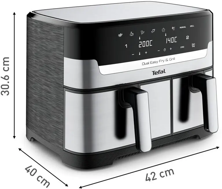 Аерогриль Tefal Dual EasyFry & Grill AirFryer сіро-чорний 2700 Вт (EY905D10) - фото 15