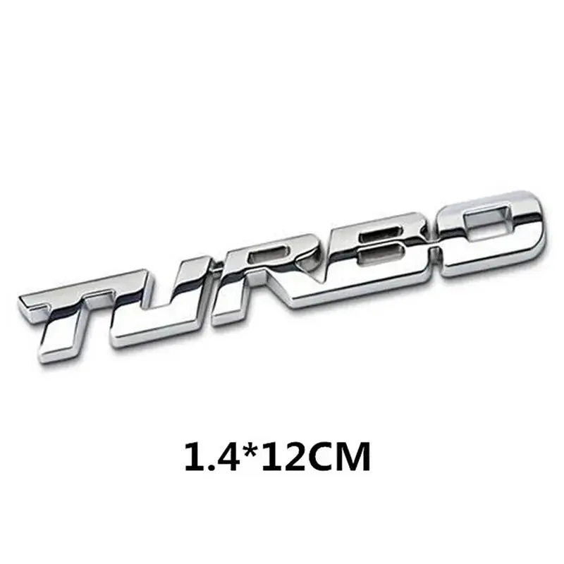 Емблема напис TURBO 120х14 мм Хром метал на скотчі (Завод) - фото 2