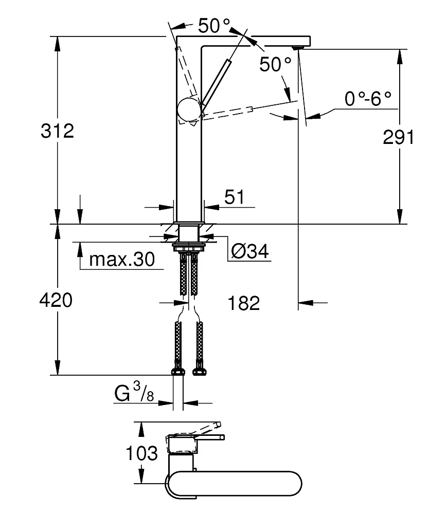 Змішувач для умивальника XL-Size Grohe Plus 32618AL3 Графіт - фото 2