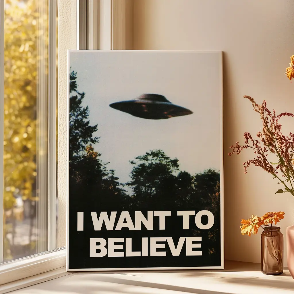 Інтер'єрна картина Цілком таємно, X-Files, I want to believe, НЛО, UFO, серіал, інтер'єрний постер, 85×60 см (id1578) - фото 3