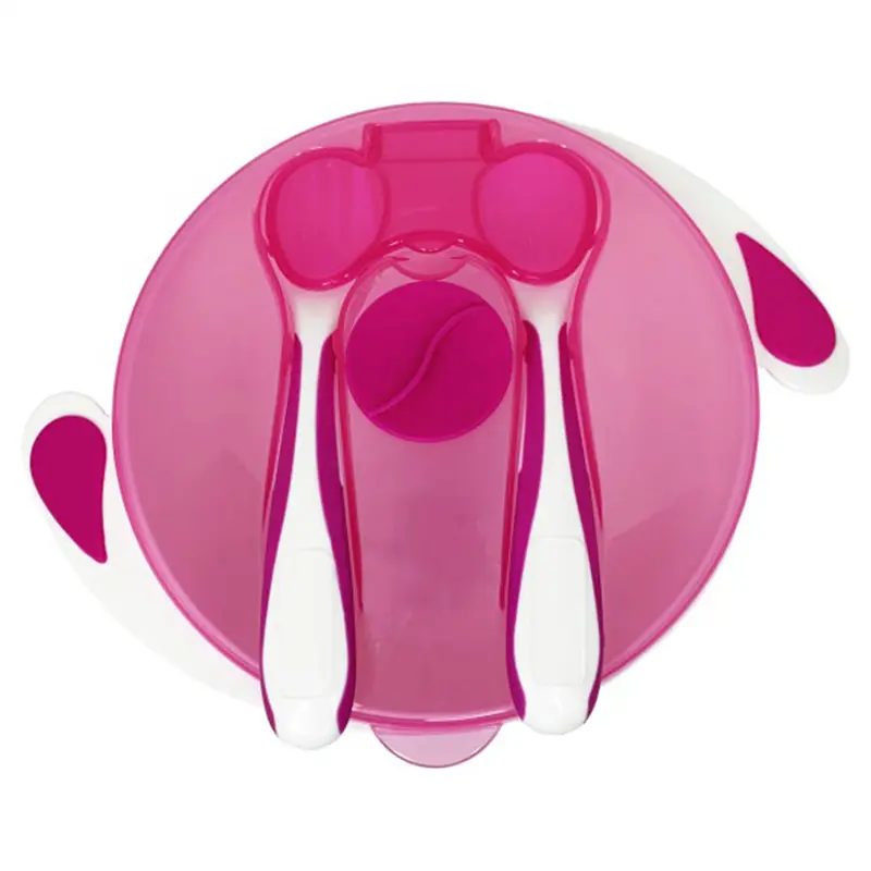 Тарілка на присосці Mega Zayka з ложкою та виделкою 350 мл MGZ-0109 (Crimson) - фото 2