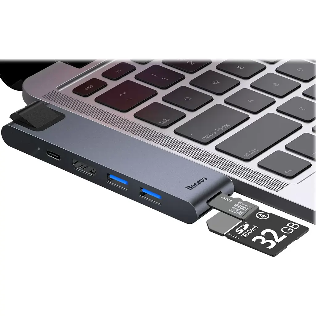 USB-хаб Baseus Thunderbolt C+Pro 7-in-1 Smart Hub CAHUB-L0G Grey - фото 3