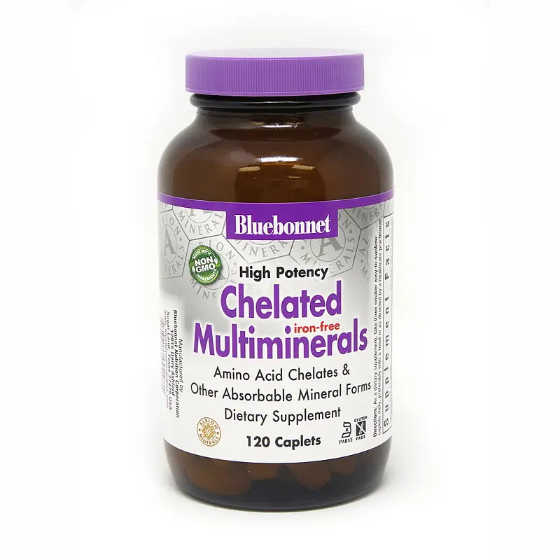 Вітаміни та мінерали Bluebonnet Nutrition Albion Chelated Multiminerals Iron free, 120 каплет