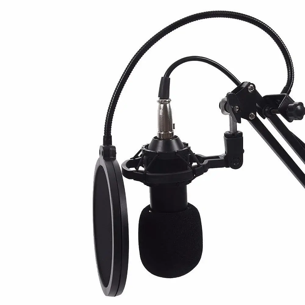 Конденсаторний студійний мікрофон RIAS M-800 Pro-MIC зі стійкою і вітрозахистом Black-Gold (4_00352) - фото 3