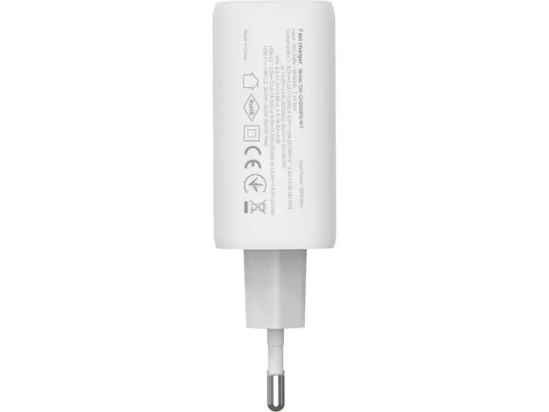 Мережевий зарядний пристрій ColorWay GaN Mini 50 W White (CW-CHS050PD-WT) - фото 3