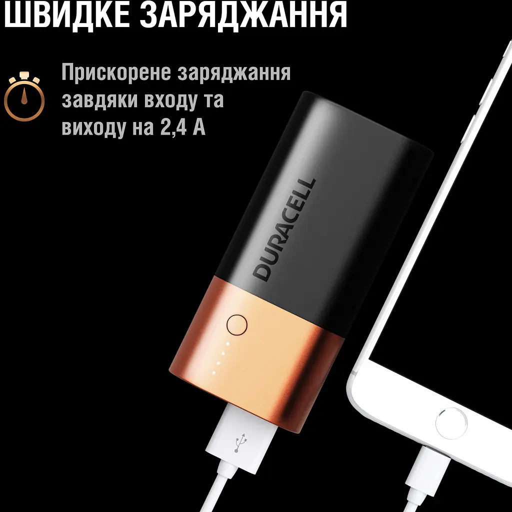 Портативний зарядний пристрій Duracell Powerbank 2.4A 5V 6700 mAh (5003094) - фото 5