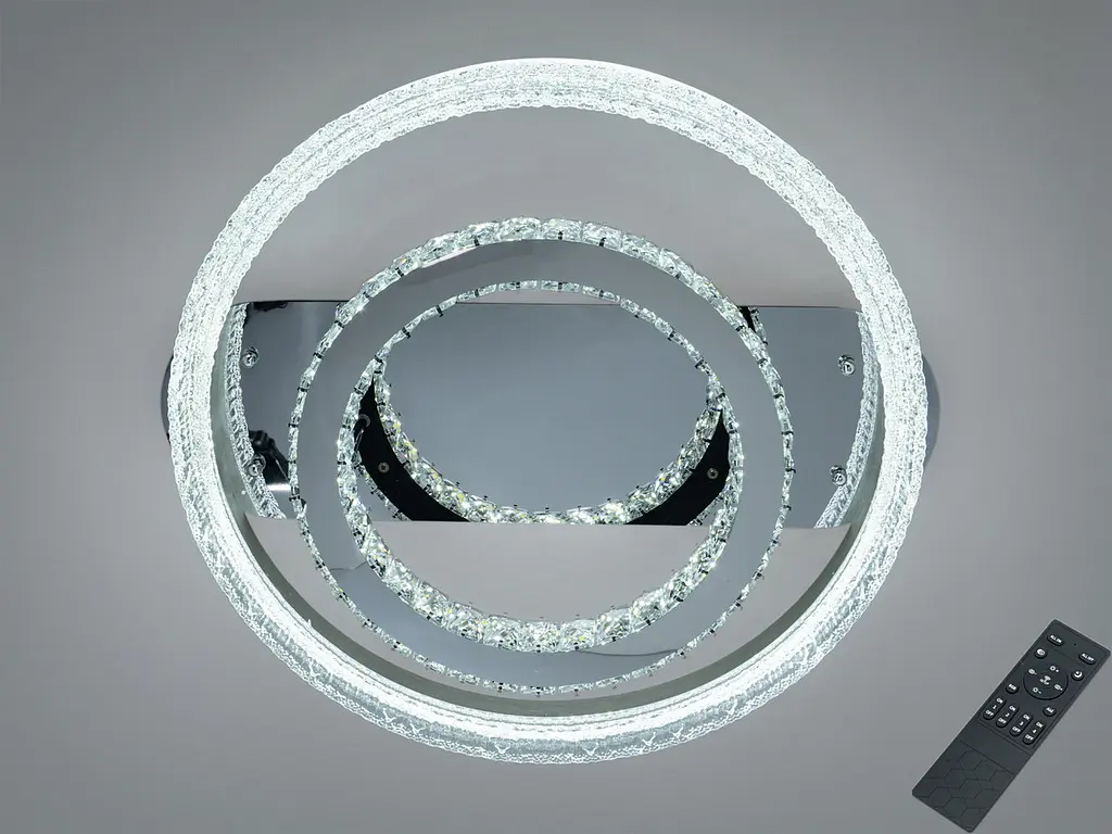 Стельова LED люстра Diasha 8811/600+400A хром 120 Вт кришталь пульт - фото 2