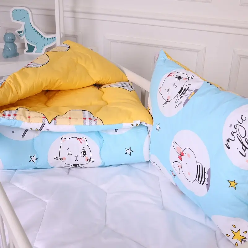 Набор детский MirSon зима Kids Time 20-0044 Cats and bunnies 110x140 см хлопок: одеяло с подушкой (2200009671289) - фото 2