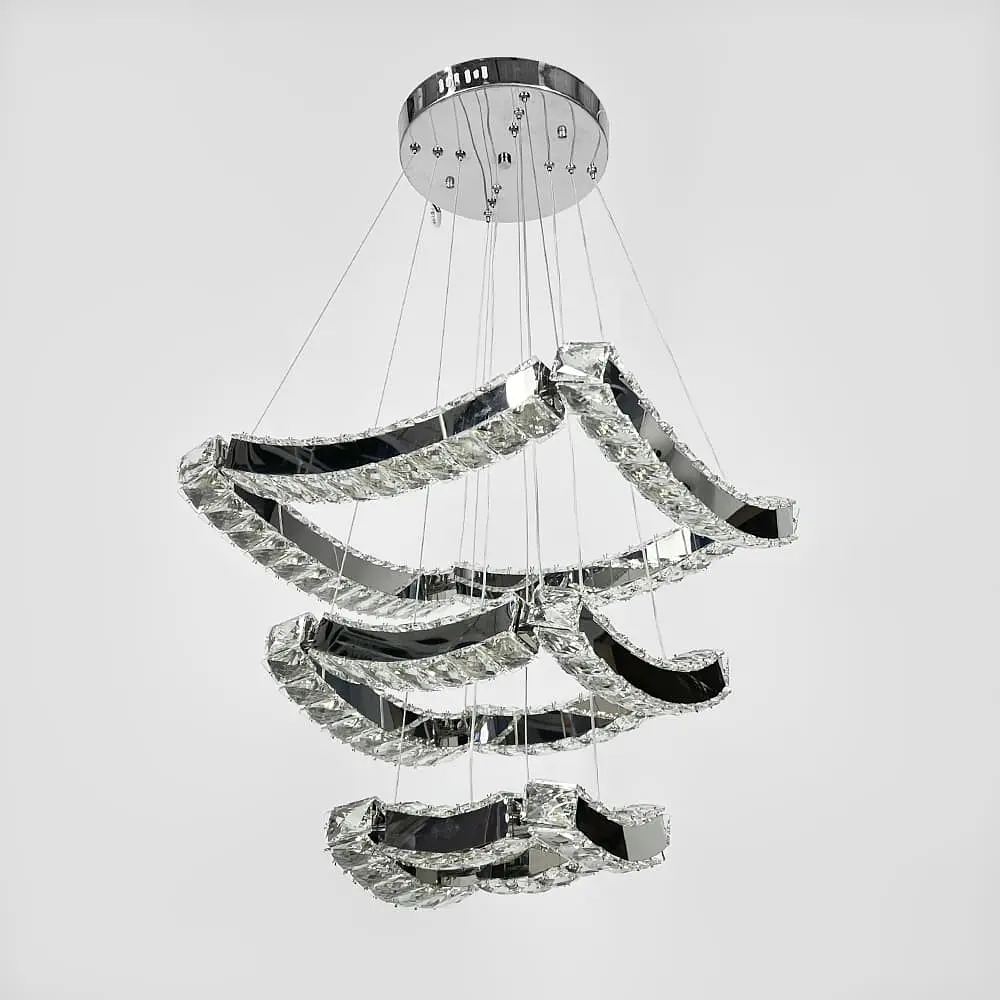 Элегантная хрустальная люстра на 3 яруса 40+30+20 см Ст. (T) C 206/3 (400+300+200) | Line F - фото 2