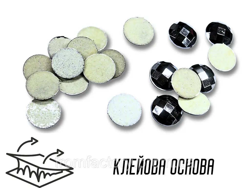 Камені на клейовій основі коло 25 мм 10 шт дзеркальні - фото 2