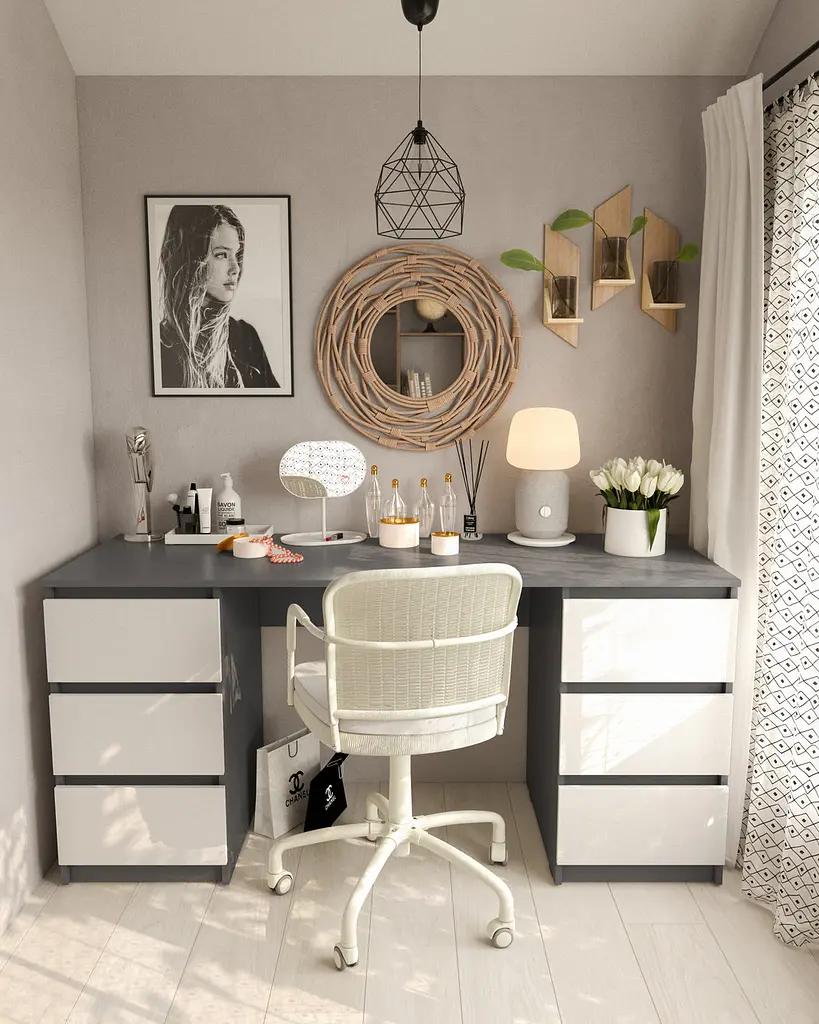 Стіл комп'ютерний з двома тумбами на 6 ящиків, письмовий стіл з ДСП FT-228 - фото 2