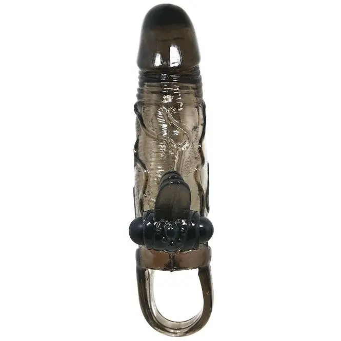 Подовжуюча насадка з вібрацією Baile Brave Men Vibro Penis Sleeve Black, 14.7х3.7 см - фото 2