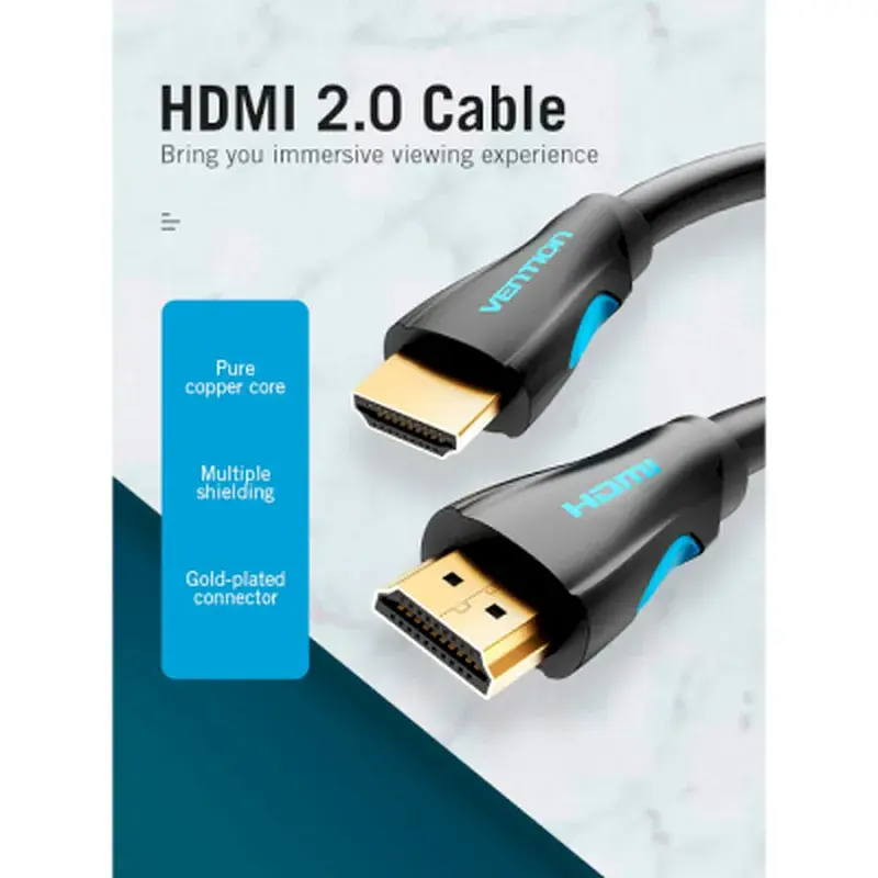 Кабель мультимедійний HDMI to HDMI 15.0m V2.0 4K 30Hz PVC Vention (VAA-M02-B1500) - фото 3