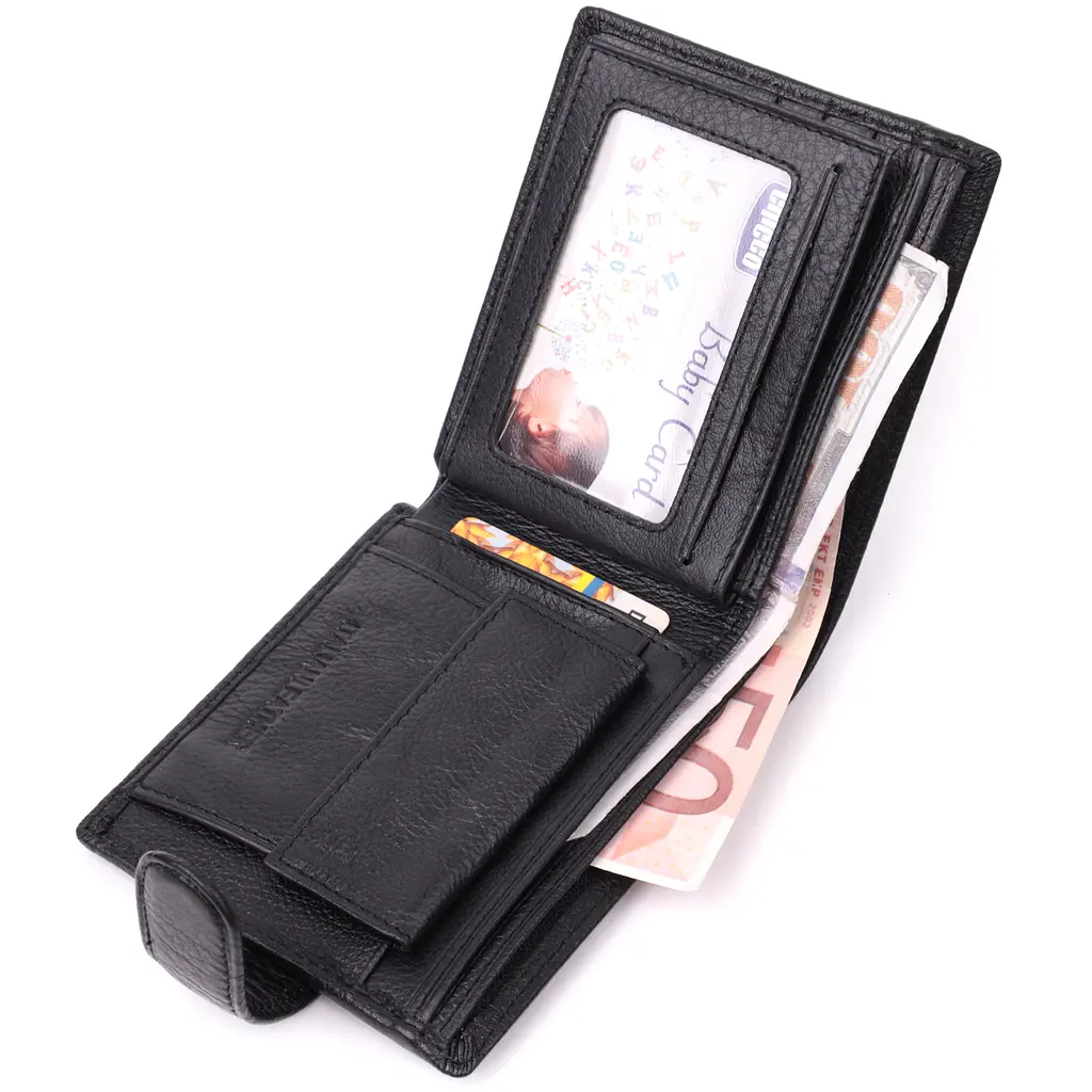 Кожаный мужской бумажник ST Leather 11,5х9,5х1,5 см acs0028309 - фото 5