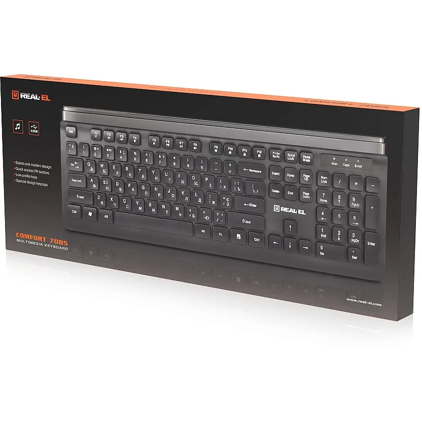 Клавиатура REAL-EL Comfort 7085 Black USB - фото 4