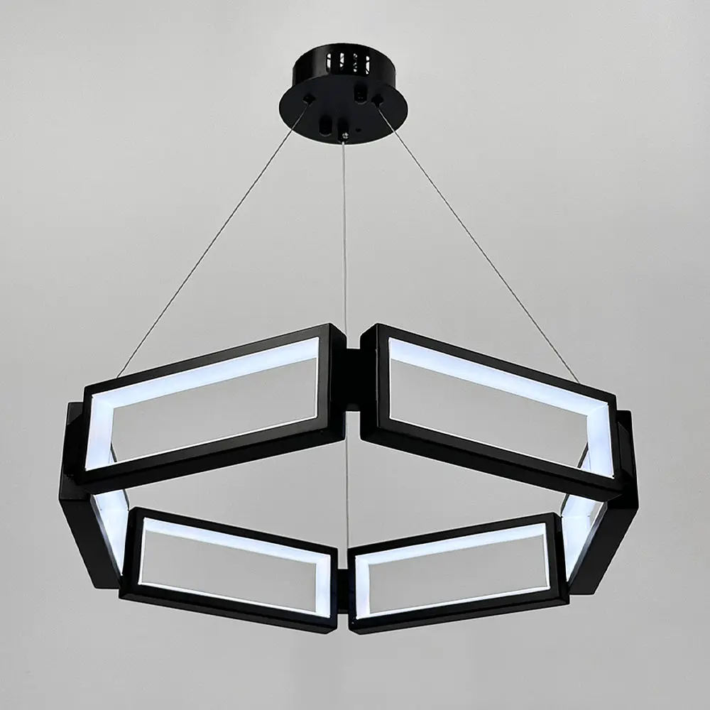 Люстра с черным подвесным кольцом из прямоугольников Ø 60 см | Ст. MJ 235-600 | Line F - фото 7