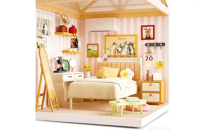 Конструктор-румбокс 8004 MINI HOUSE серії "Інтер'єр" – Спальня (світло) - фото 6