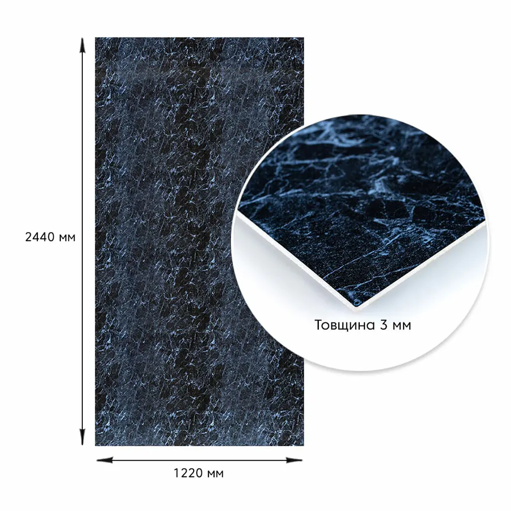 Декоративна ПВХ плита Sticker Wall SW-00001404 Чорний мармур 1,22х2,44мх3мм - фото 5