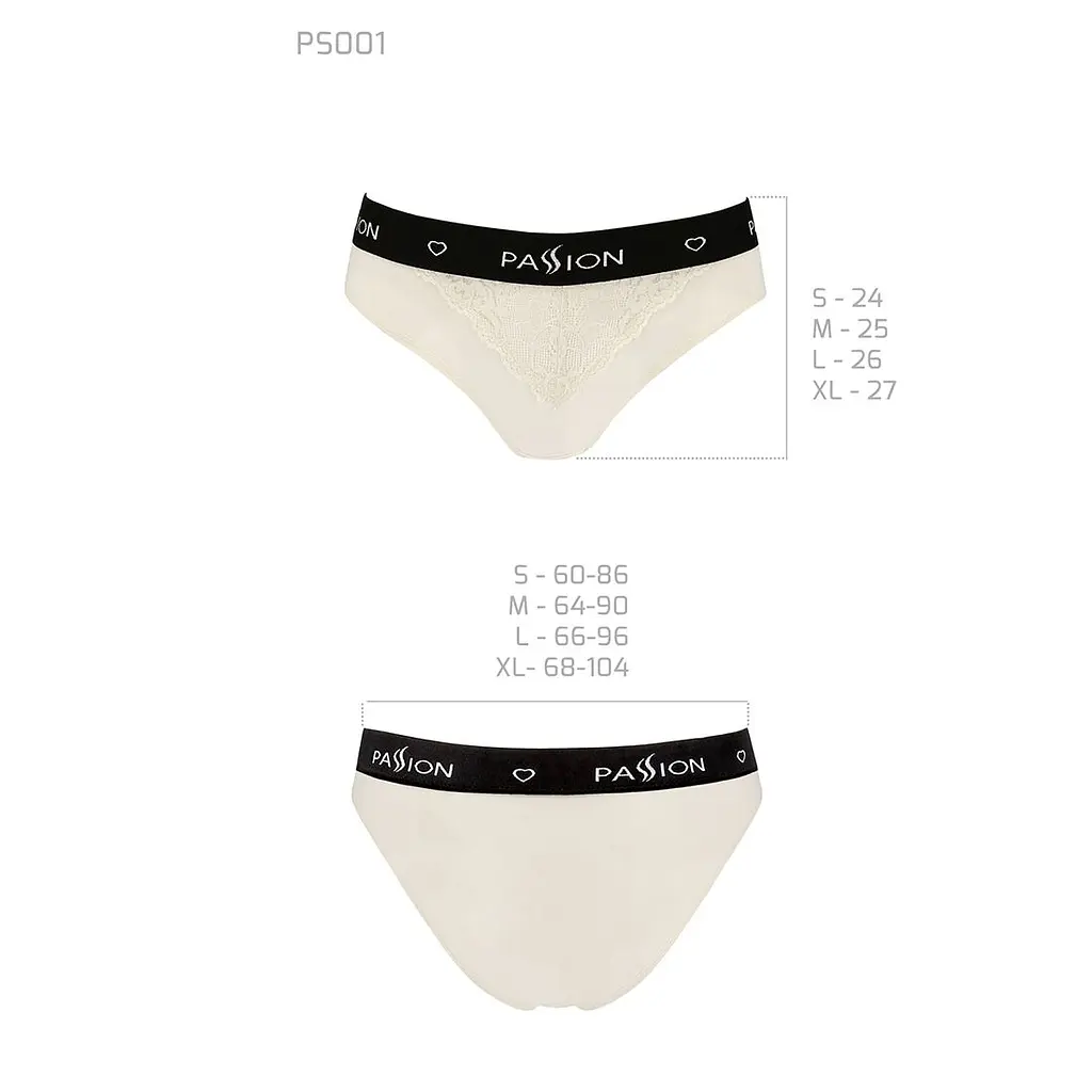 Трусики з широкою гумкою і мереживом Passion PS001 PANTIES L, ecru - фото 5