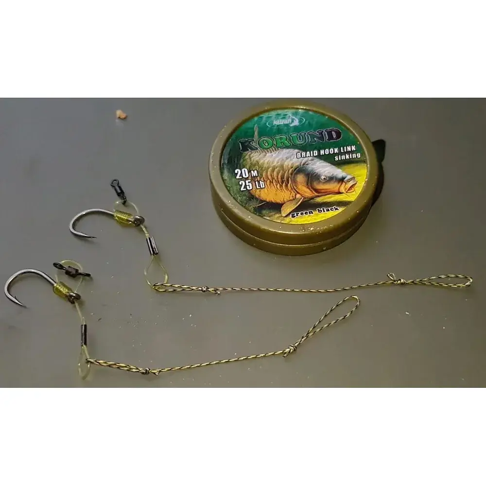 Поводковый материал Katran Braided Hook Links Korund 20m (Green Black) 25lb - фото 3