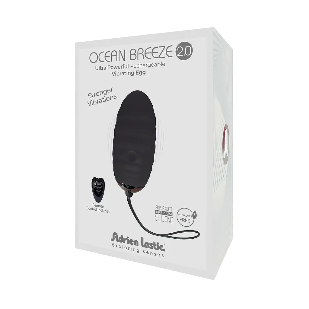 Віброяйце Adrien Lastic Ocean Breeze 2.0 Black, пульт ДК, дуже потужний мотор, 10 віброрежимів - фото 4
