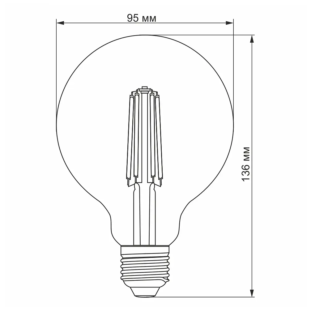 Світлодіодна лампа Videx Filament 7 W E27 2200 K дімерна бронза (VL-G95FAD-07272) - фото 3
